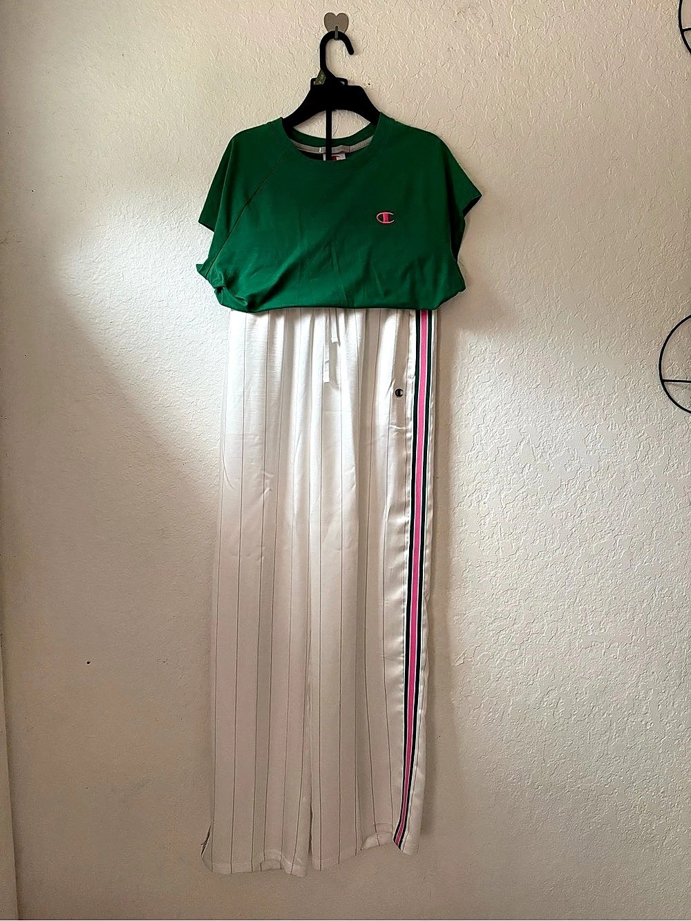 Champion Game Set Match Pinstriped Pants Green & White